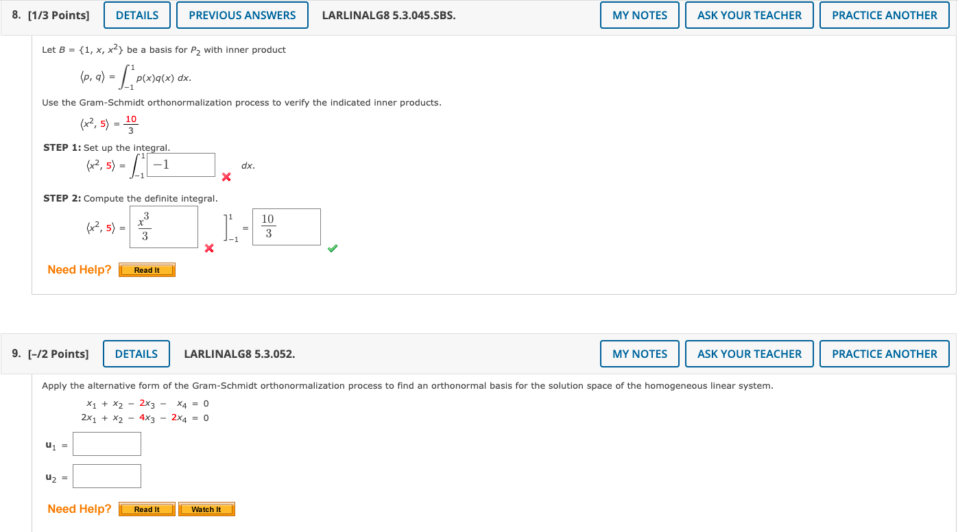 Solved Let B={1,x,x2} Be A Basis For P2 With Inner Product | Chegg.com