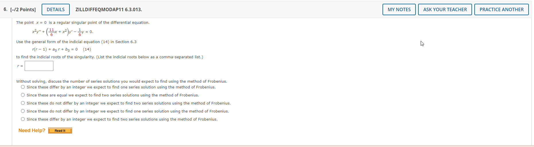 Solved 6. [-12 Points] DETAILS ZILLDIFFEQMODAP11 6.3.013. MY | Chegg.com