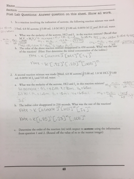 Solved Name sebon a questions Post Lab Questions: Answer | Chegg.com