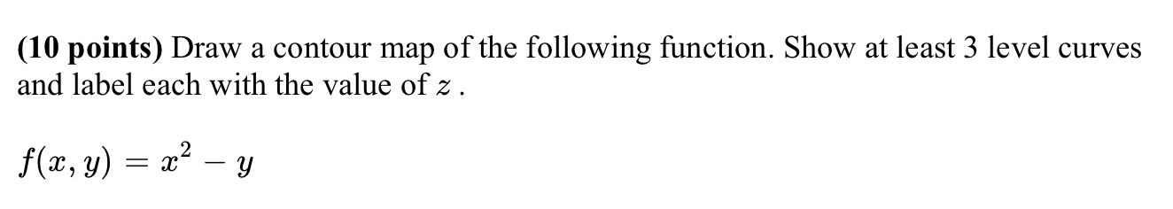 Solved (10 points) Draw a contour map of the following | Chegg.com