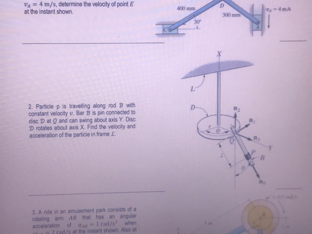 Va 4 M S Determine The Velocity Of Point E At T Chegg Com