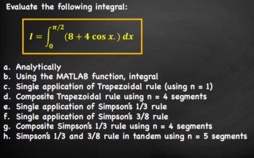 Solved Evaluate the following integral: I=∫0π/2(8+4cosx.)dx | Chegg.com