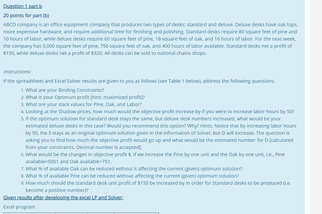 Question 1 part b 20 points for part (b) ABCD company