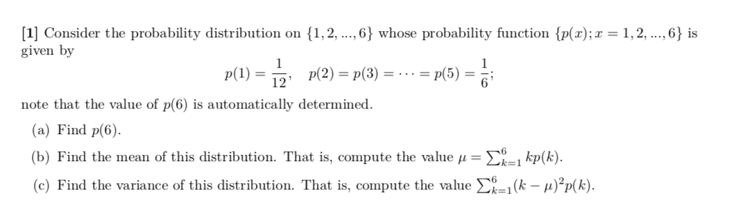 Solved 1 [1] Consider the probability distribution on {1, 2, | Chegg.com