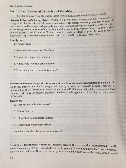 Scientific Method Controls And Variables