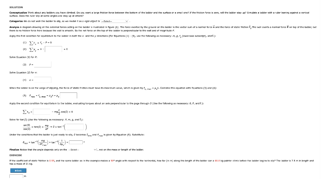 Solved The Leaning Ladder A uniform ladder of length ℓ | Chegg.com