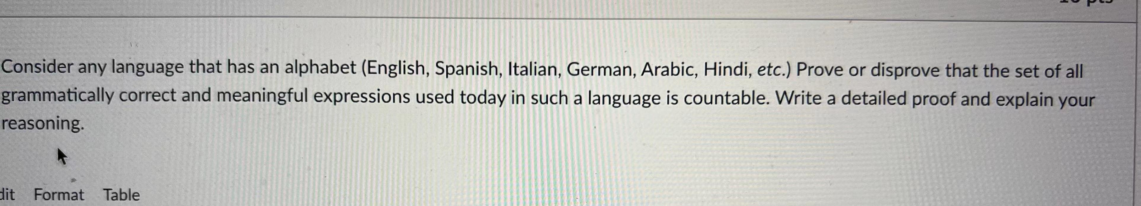 Solved Consider any language that has an alphabet (English, | Chegg.com