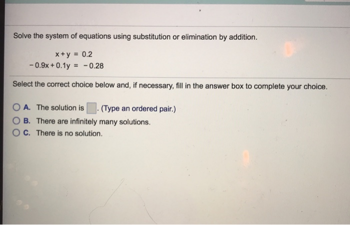 Solved Solve the system of equations using substitution or | Chegg.com