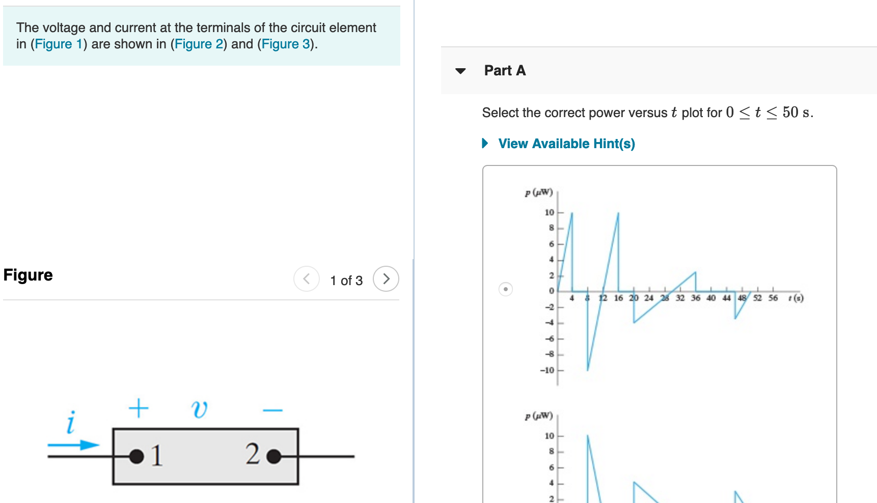 Solved The voltage and current at the terminals of the