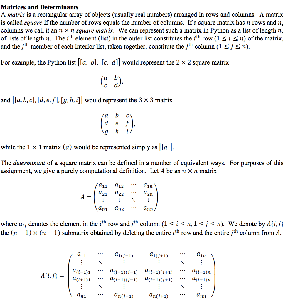 Matrices and Determinants A matrix is a rectangular | Chegg.com