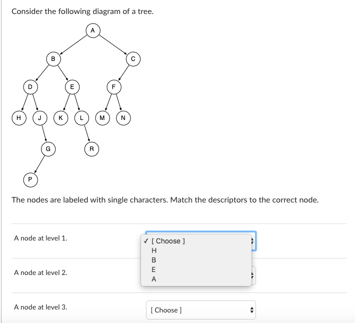Solved Consider the following diagram of a tree. E H к M N R | Chegg.com