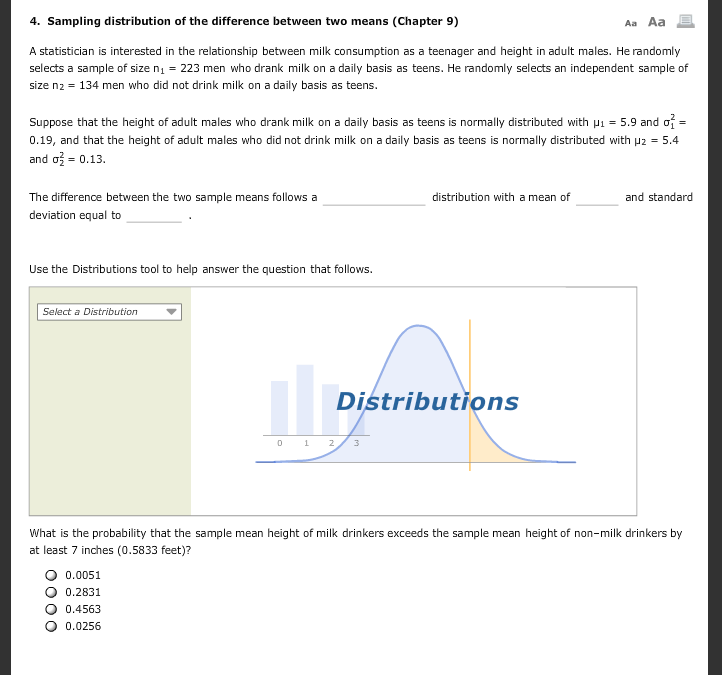 Solved 4 Sampling Distribution Of The Difference Between