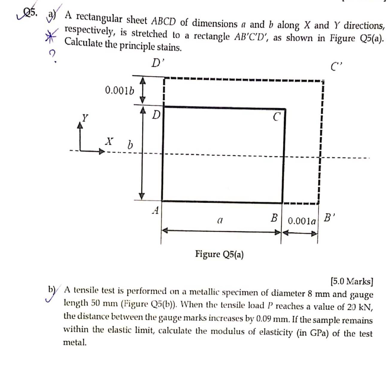 Solved Q5. a) A rectangular sheet ABCD of dimensions a and b | Chegg.com