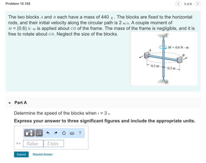 Solved Problem 15.105 5 of 6 > The two blocks A and B each | Chegg.com