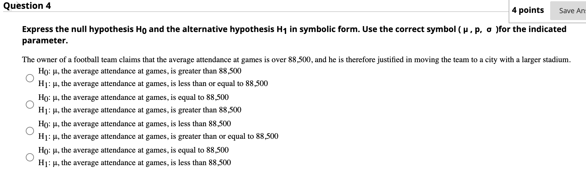 Solved Question 4 4 points Save An Express the null | Chegg.com