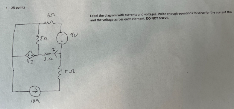 Solved 1 25 Points Label The Diagram With Currents And