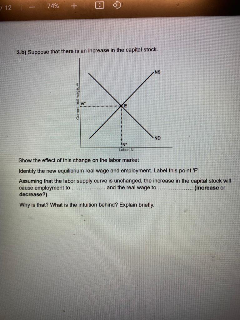 Solved 3.b) Suppose that there is an increase in the capital | Chegg.com