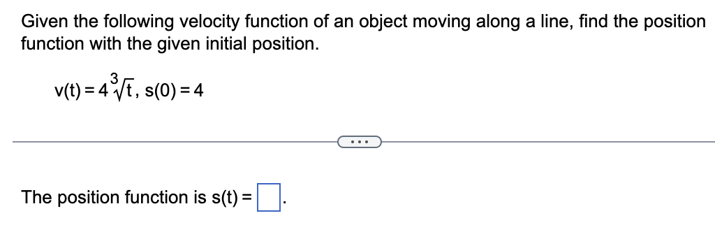 Solved Given The Following Velocity Function Of An Object | Chegg.com