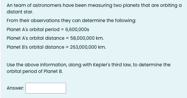 Solved An Team Of Astronomers Have Been Measuring Two | Chegg.com