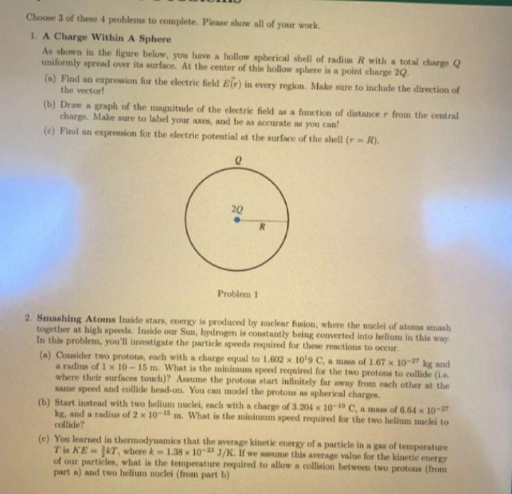 Solved Choose 3 of these problems to complete. Please show | Chegg.com