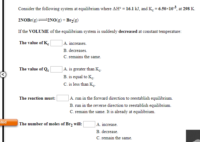 Solved Consider The Following System At Equilibrium Where | Chegg.com ...