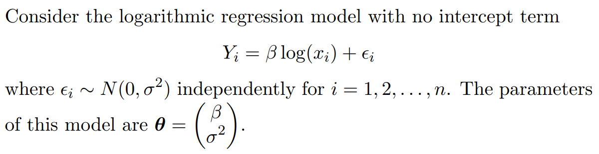 Solved Consider the logarithmic regression model with no | Chegg.com