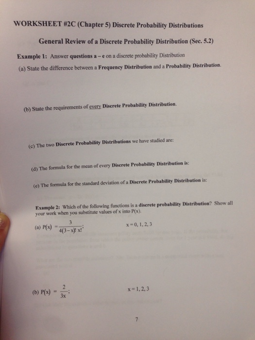 Of The Best Discrete Probability Distribution Worksheet - The Blackness