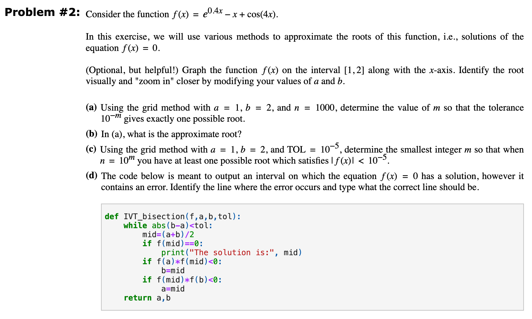 Solved Problem # 2: Consider the function | Chegg.com