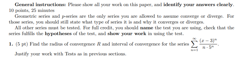 Solved General instructions: Please show all your work on | Chegg.com