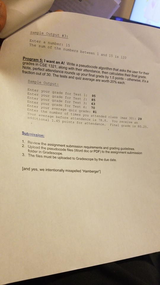 Lab assignment pseudocode 05 picture