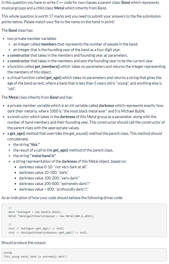 Solved In this question you have to write C++ code for two | Chegg.com