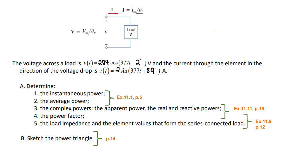 Solved I I = Ime V = Vm/0, V Load Z 여 The voltage across a | Chegg.com