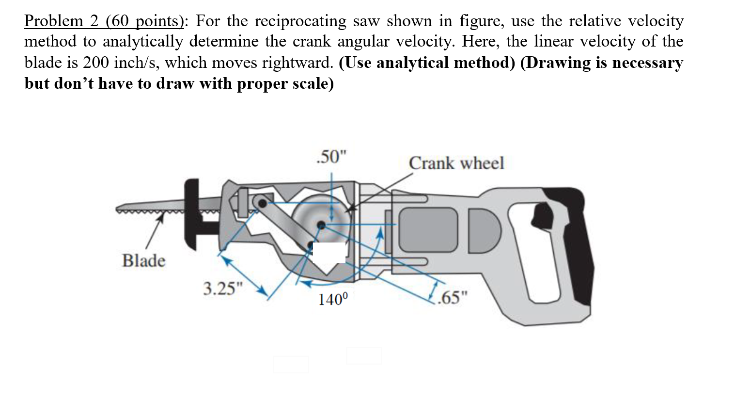 Solved Problem 2 (60 points): For the reciprocating saw | Chegg.com