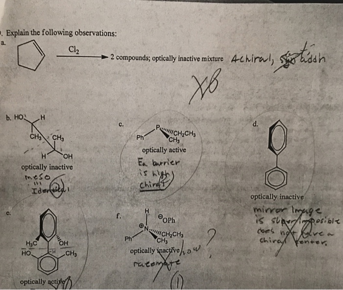 Solved . Explain the following observations: Cl2 2 | Chegg.com