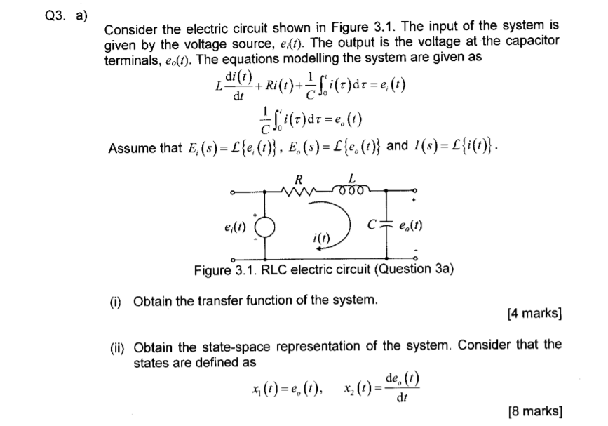 Solved Q3 A Consider The Electric Circuit Shown In Figu Chegg Com