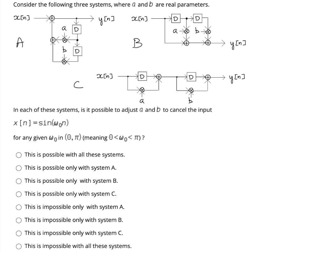 Solved Consider The Following Three Systems, Where A And B | Chegg.com