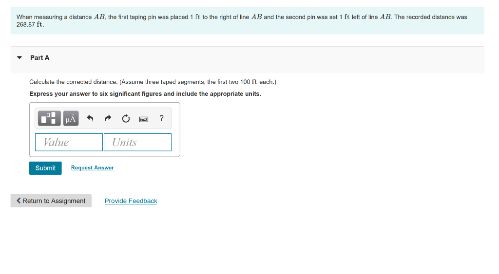 Solved When measuring a distance AB, the first taping pin