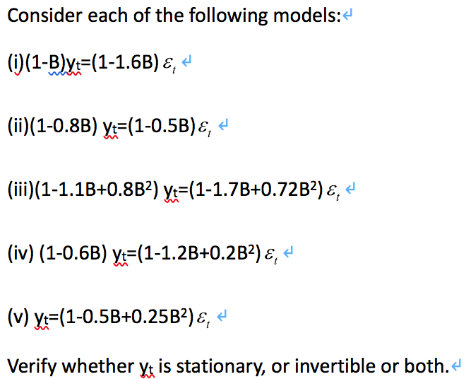 Solved Consider Each Of The Following Models: ((1-B) | Chegg.com