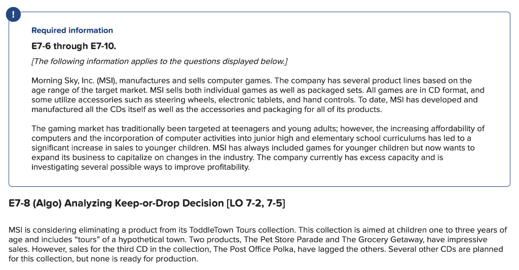 Solved Required information E7-6 through E7-10. [The | Chegg.com