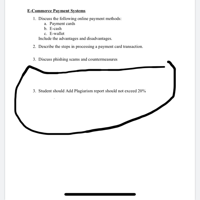 Solved E Commerce Payment Systems 1 Discuss The Following Chegg