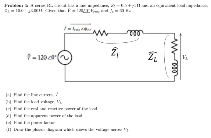 Solved Problem 4: A Series Rl Circuit Has A Line Impedance, 