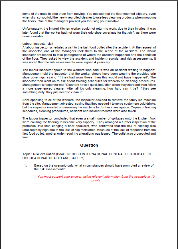 Solved SCENARIO A popular independent fastfood outlet is