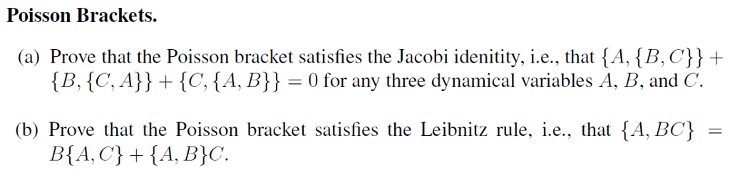 Solved Poisson Brackets. (a) Prove That The Poisson Bracket | Chegg.com