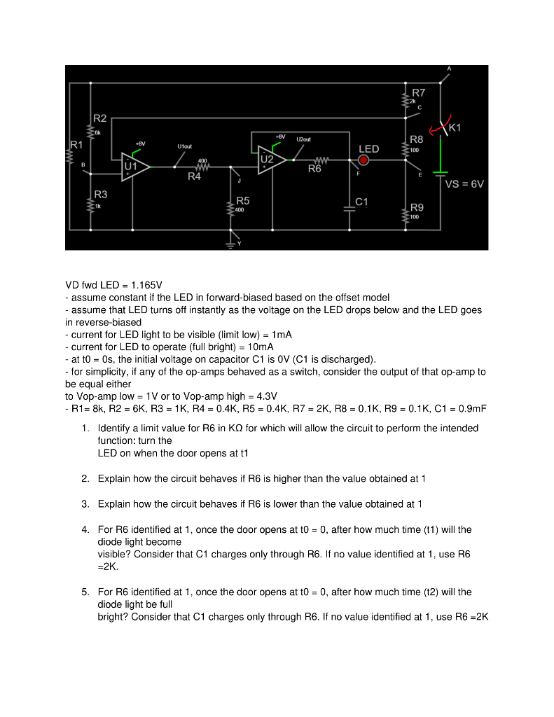 Solved VD fwd LED =1.165 V - assume constant if the LED in | Chegg.com