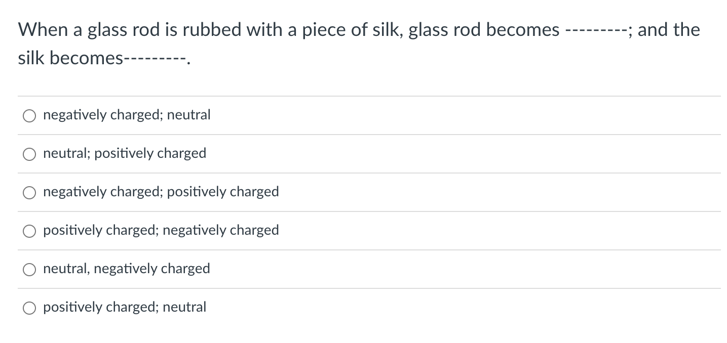Solved When a glass rod is rubbed with a piece of silk,