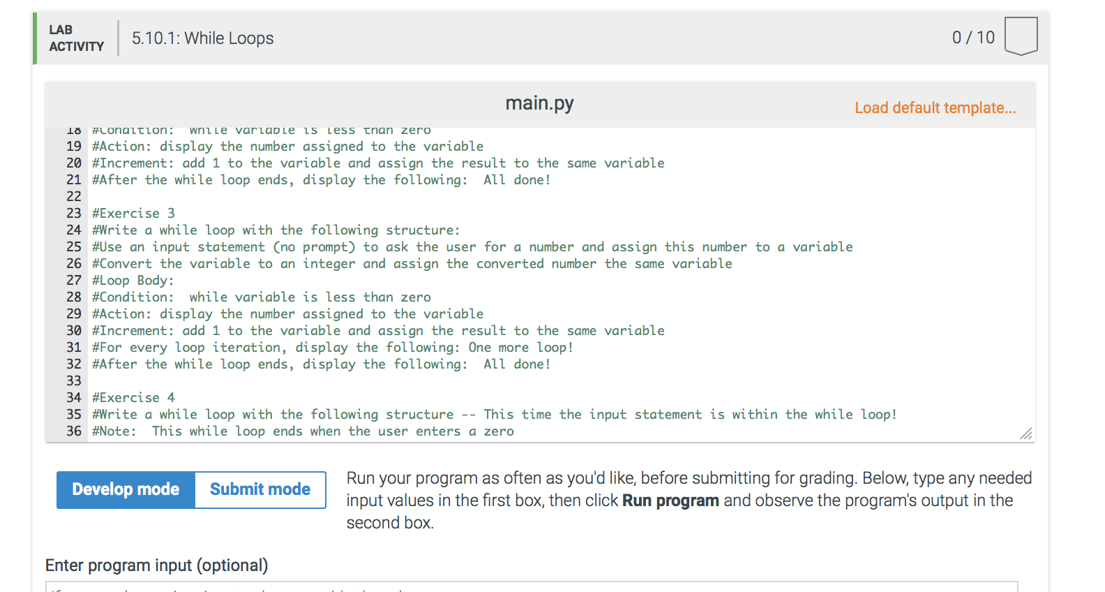 Solved LAB 5.10.1: While Loops 0/10 АCTIVITY main.py Load | Chegg.com