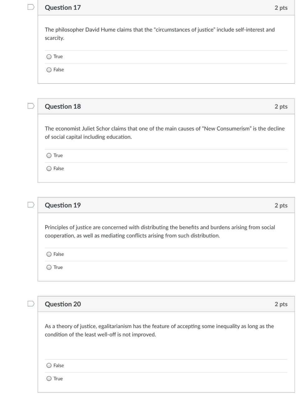 Question 17 2 pts The philosopher David Hume claims | Chegg.com
