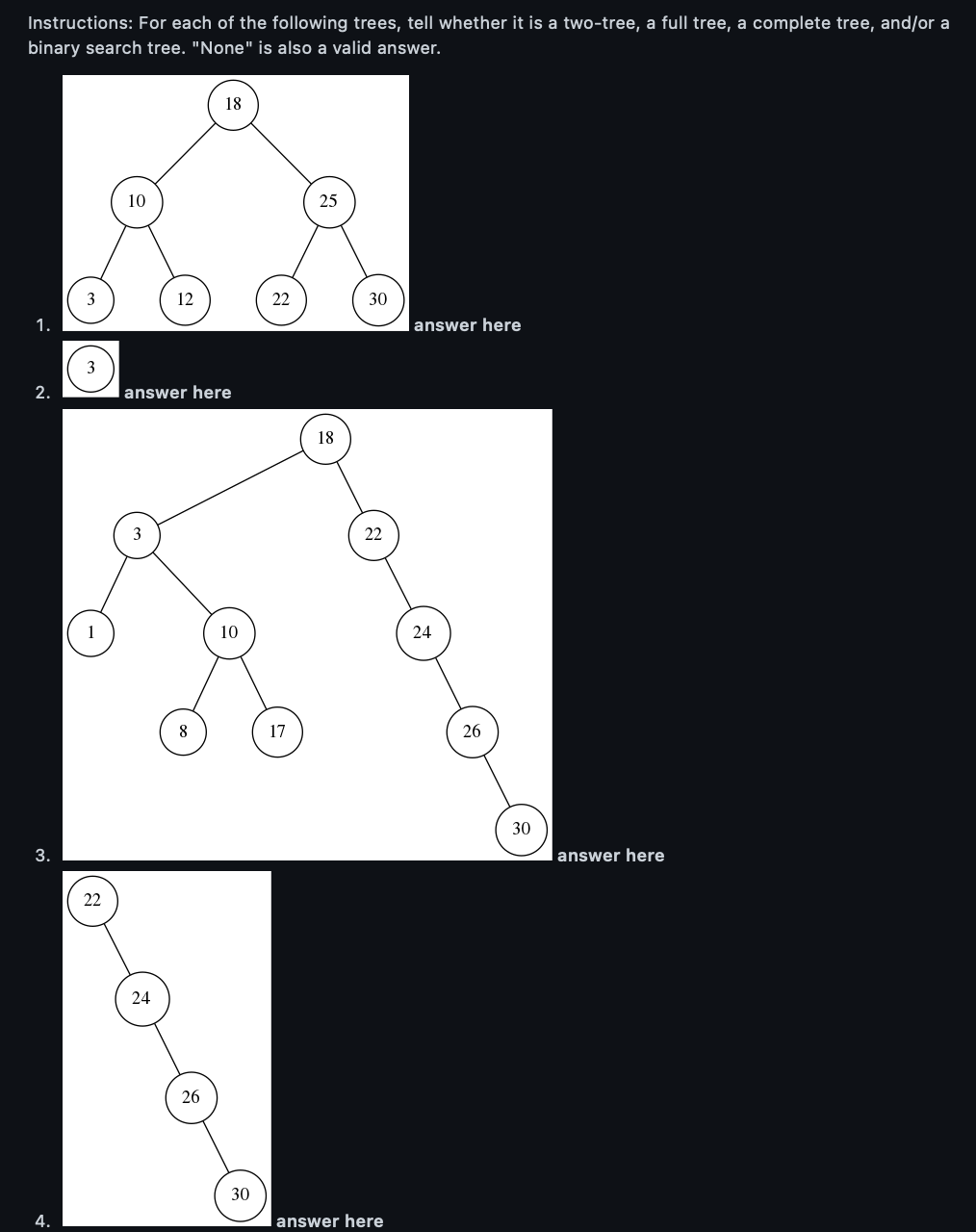 Solved Instructions: For each of the following trees, tell | Chegg.com