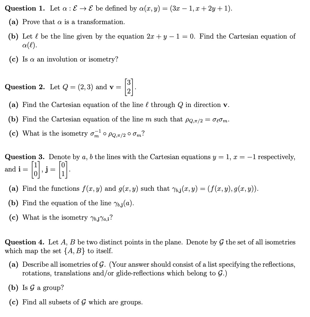 Solved Question 1. Let α:E→E be defined by | Chegg.com