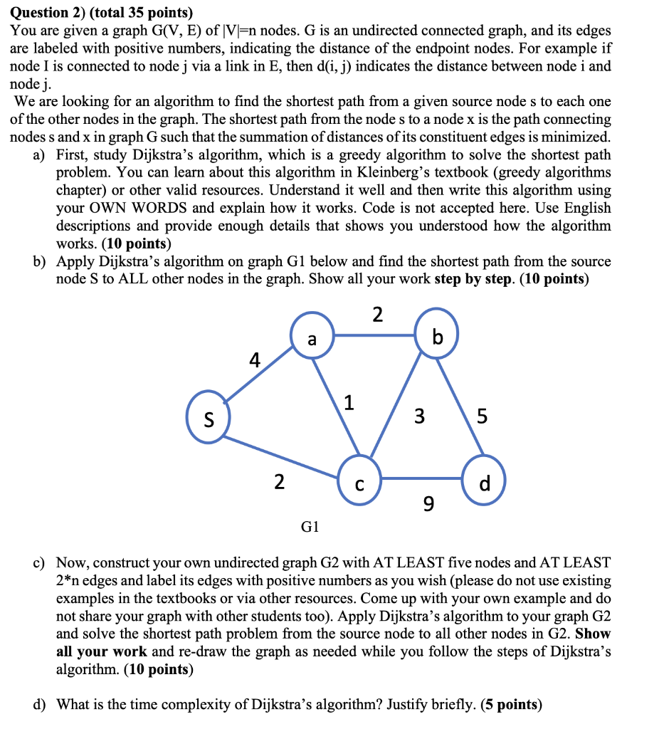 Solved Question 2) (total 35 points) You are given a graph | Chegg.com